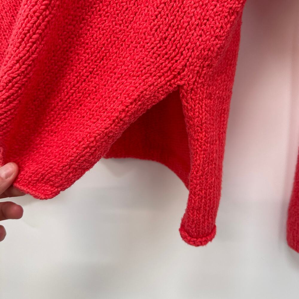 EILEEN FISHER V Neck Peruvian Cotton Crimp V-Neck Dark Coral Sweater // S - Picture 9 of 10